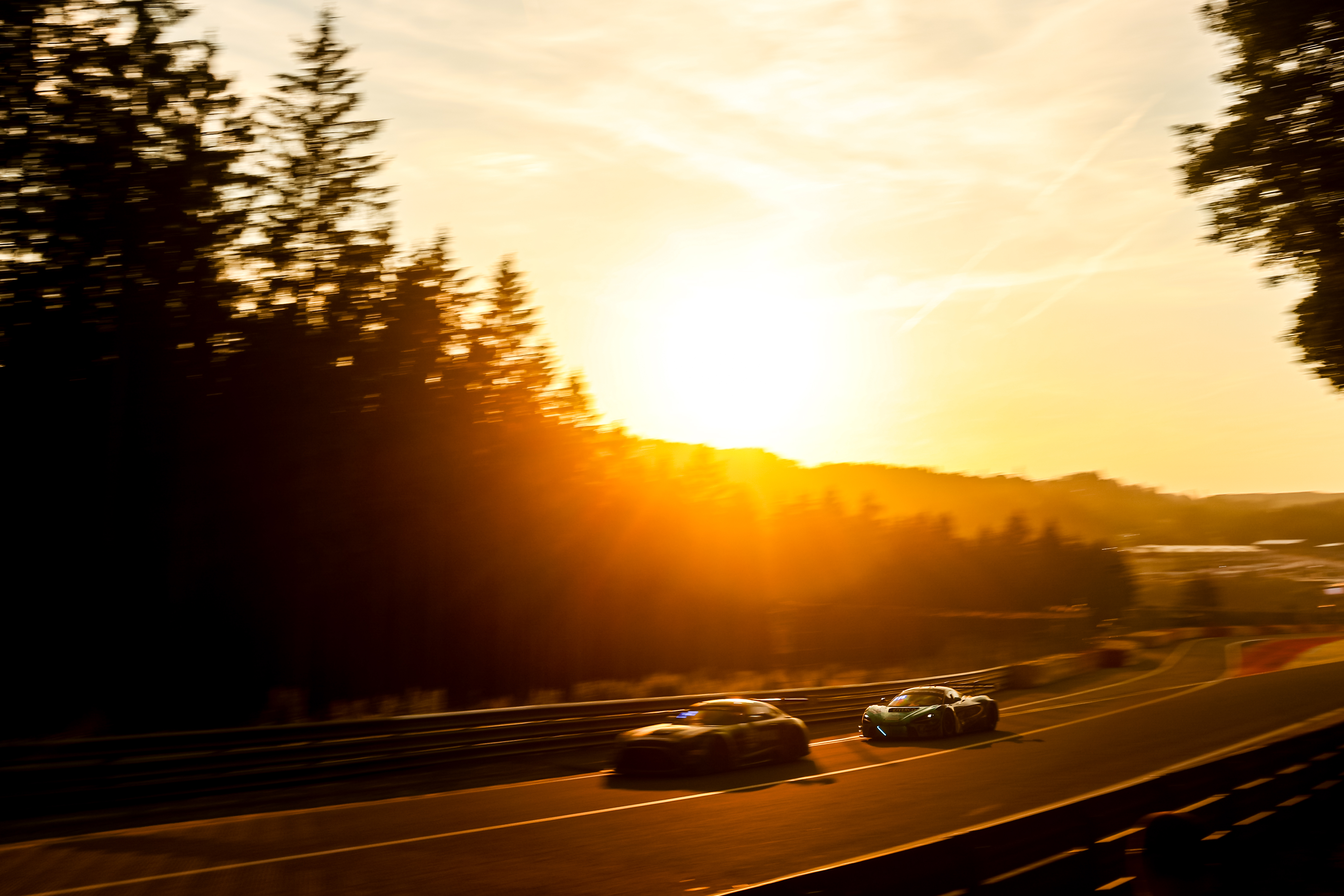 Our GTWC Car Racing Through The Sunset At Spa
